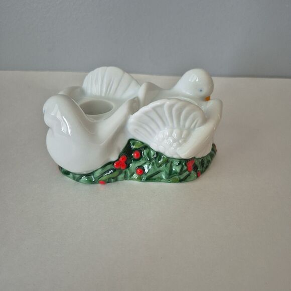 Avon Vintage 1993 Holiday Dove Ceramic Tabletop Candle Holder in Original Box - Picture 4 of 10